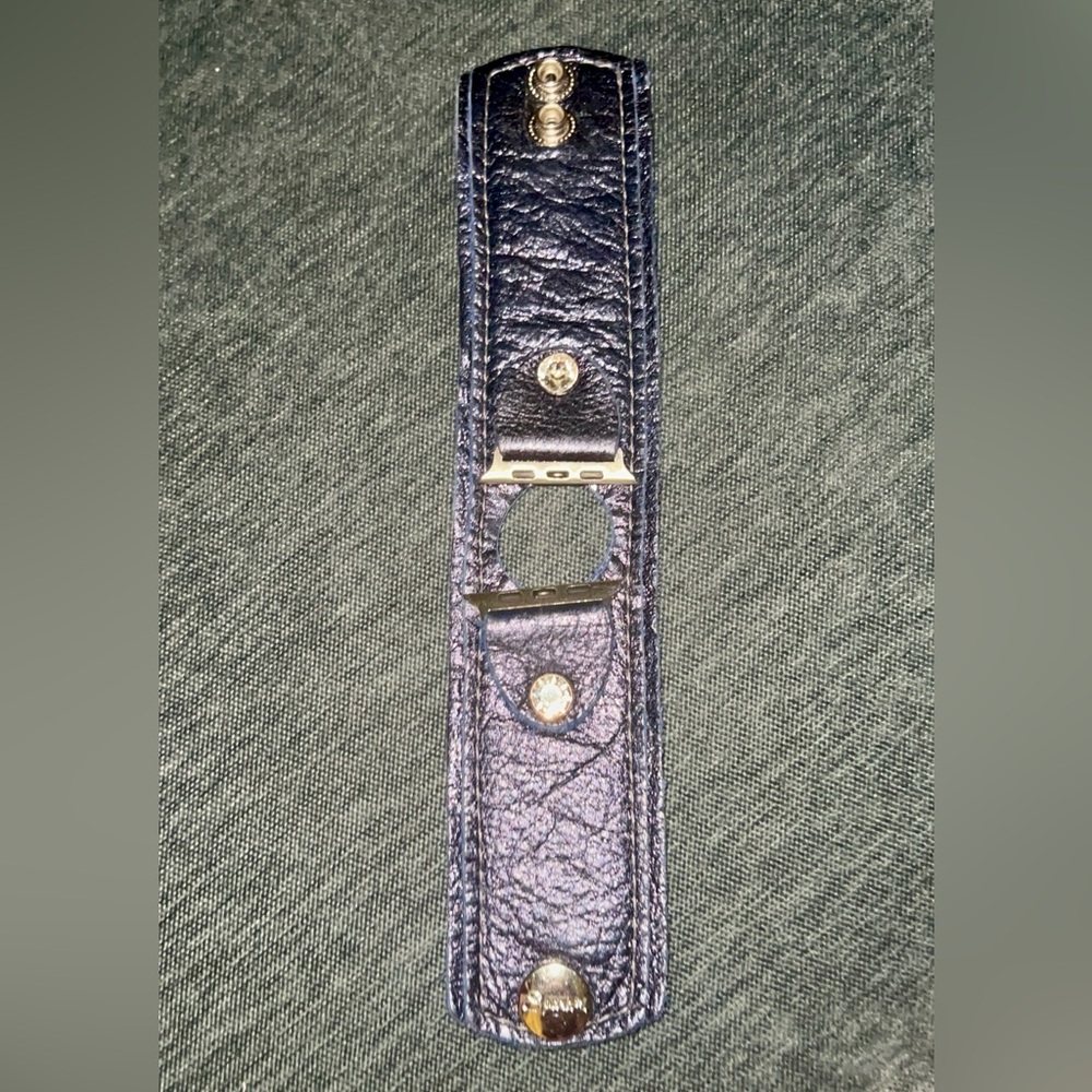 Metallic blue saphire cuff leather Apple Watch band